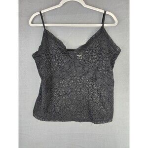 Vintage‎ Enchanted Lace Cami Tank Top Women's 1X Black Dark Romantic Goth Grunge